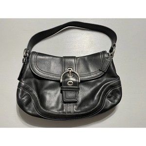 Coach Black Leather Soho Hobo Shoulder Bag with Silver Hardware